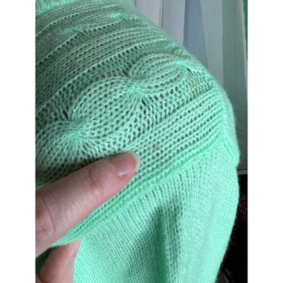 cardigan sweater cabled mint green vintage 1950s - Picture 9 of 10